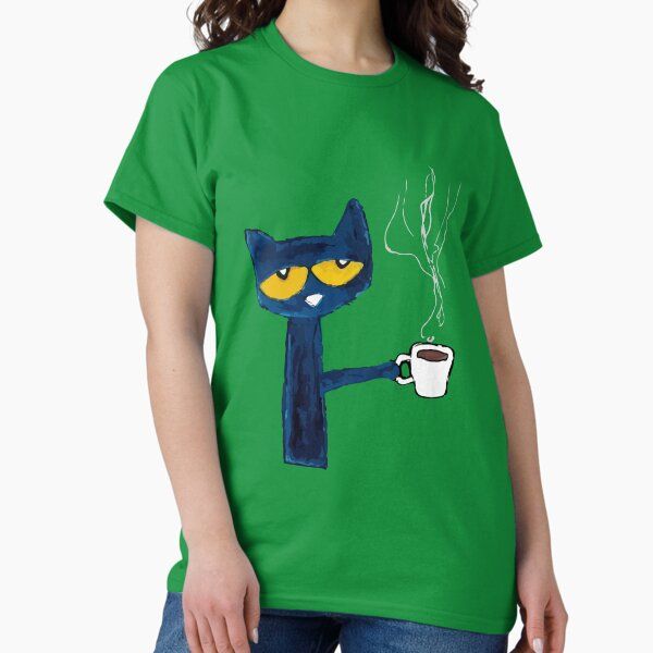 funny black cat drink coffee